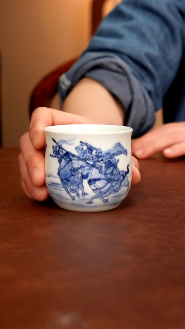 摆件陶景德镇瓷器，明成化青花瓷手绘茶具~