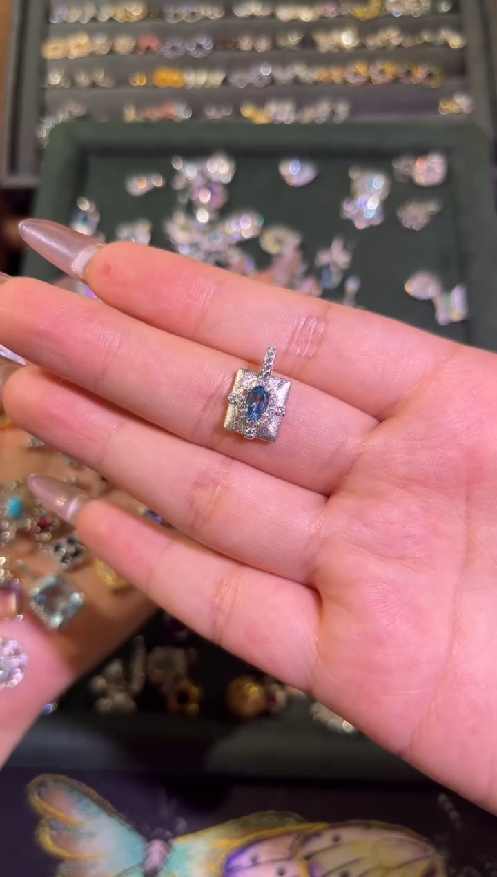 吊坠(不含链)托帕石银S925镶嵌托帕石