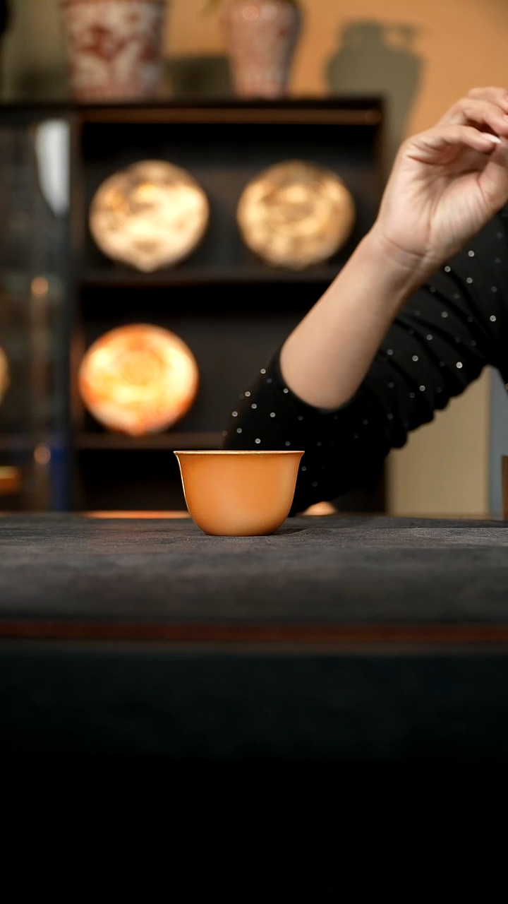 厚山柴烧金丝楠木茶杯