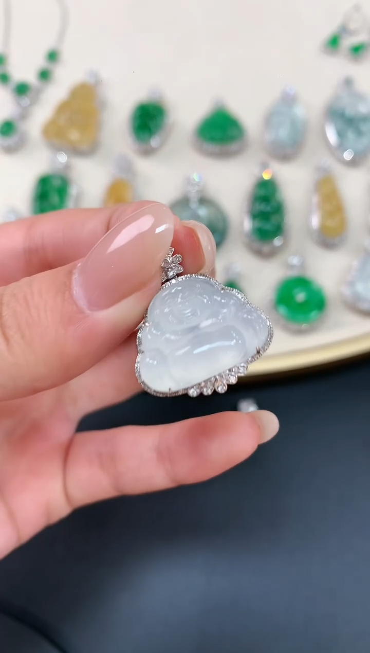 【闪购商品】翡翠吊坠(不含链)18K金镶嵌A647|4800