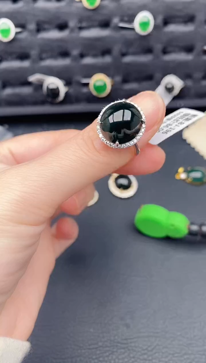银S925镶嵌戒指翡翠天然a货翡翠622