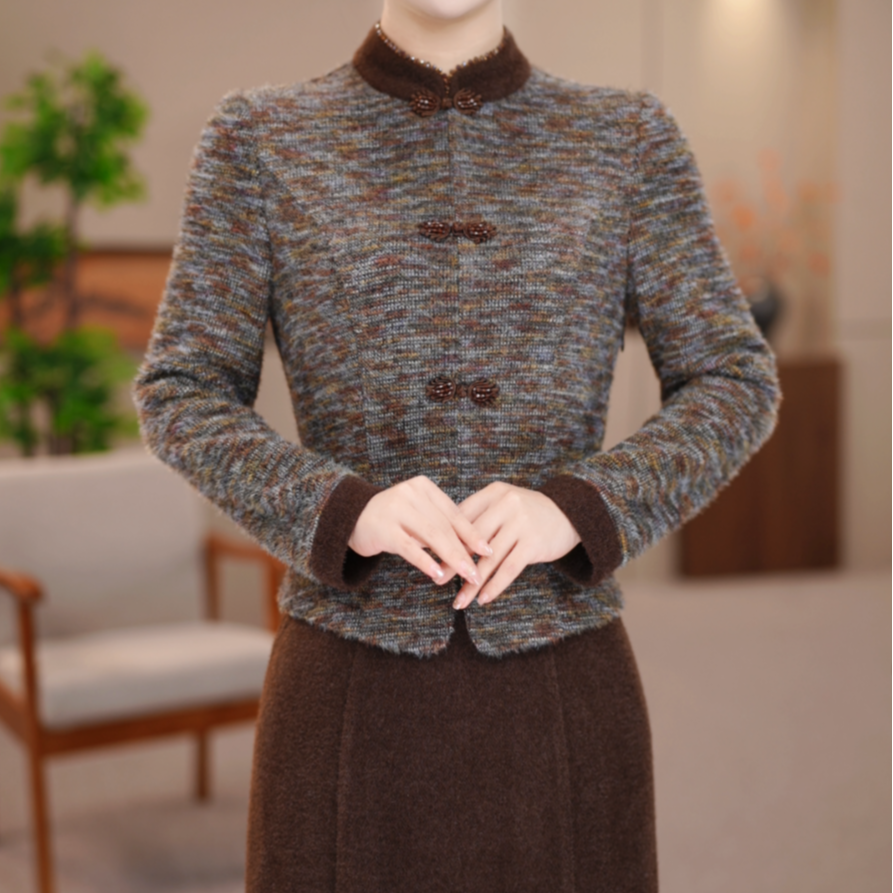 冬季新款连衣裙改良新中式妈妈装中老年女装110509