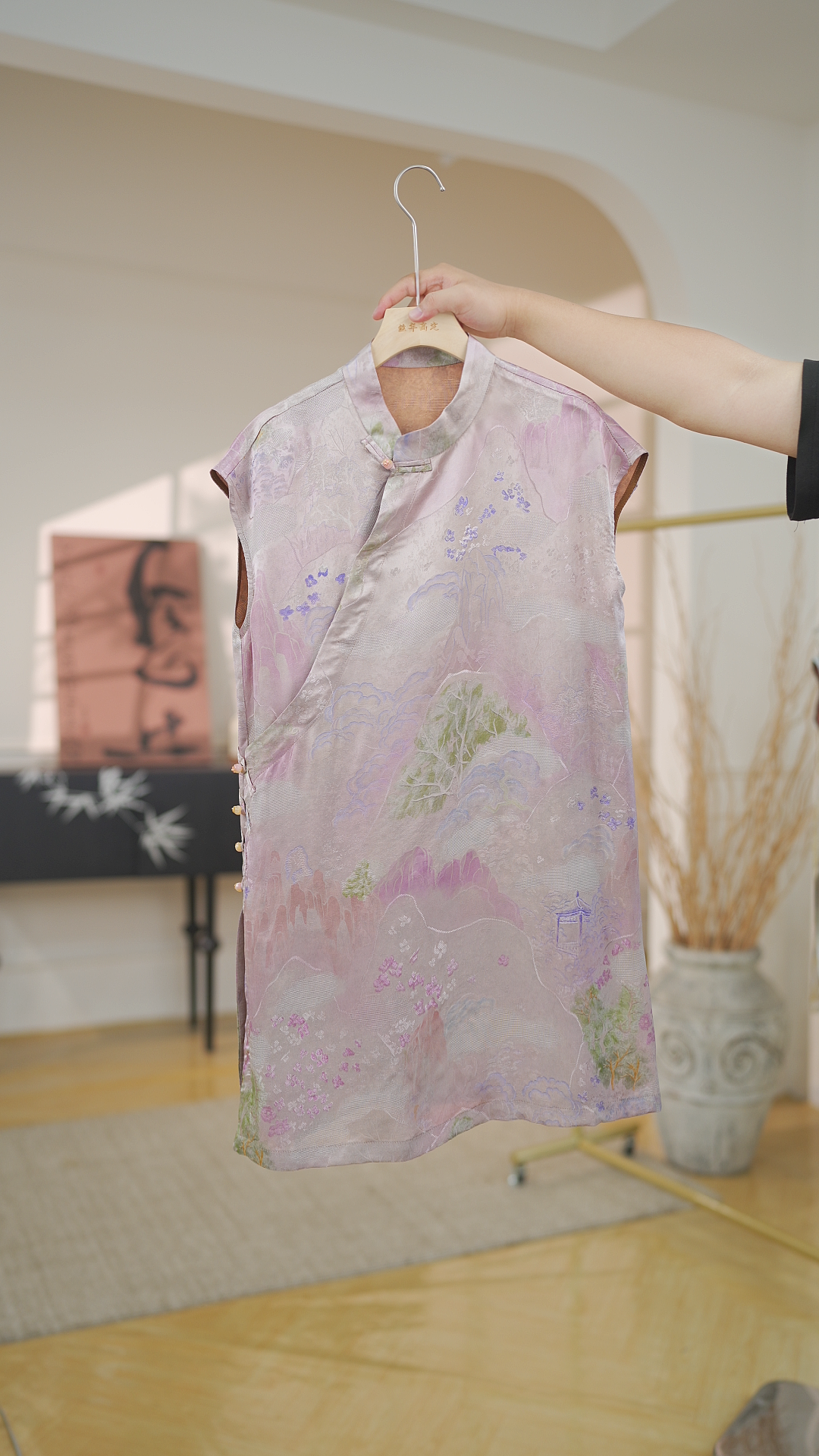 银色山水｜新中式国风时尚百搭重磅奥黛上衣小衫-5350