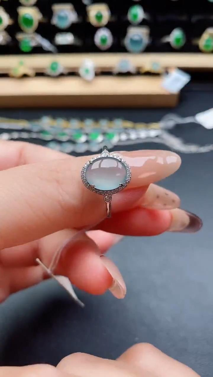 银S925镶嵌戒指翡翠1