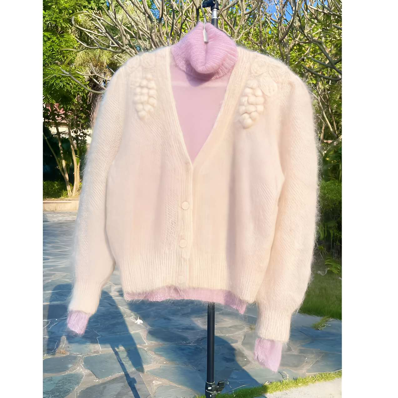 古着Vintage秋冬日式洋气复古刺绣钩花高货毛衣