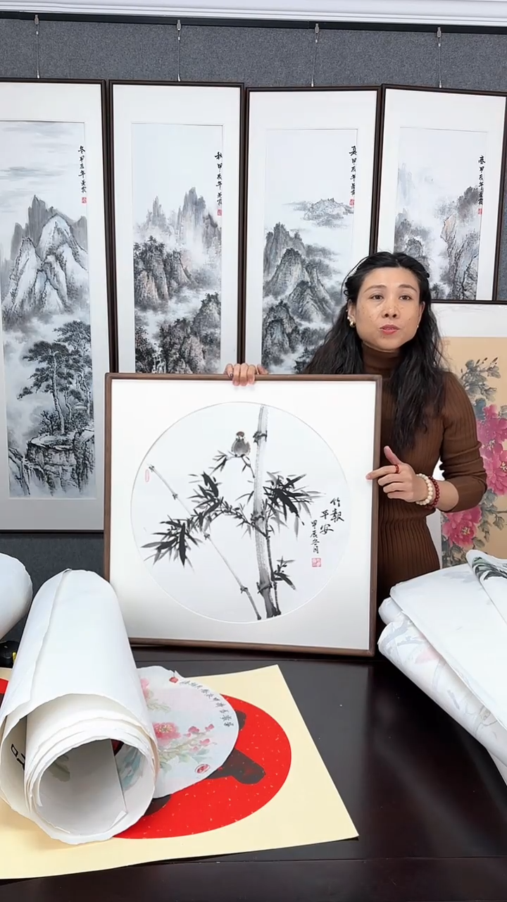 【闪购商品】国画竹子实木装裱