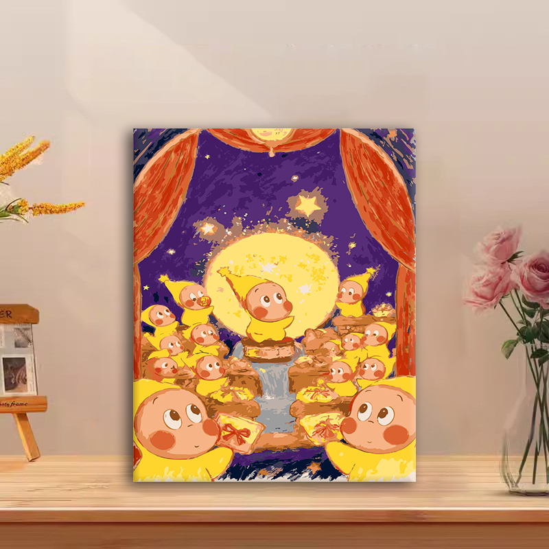 (星星人晚安日记）diy数字油画手工填涂色解压送礼客厅丙烯装饰画