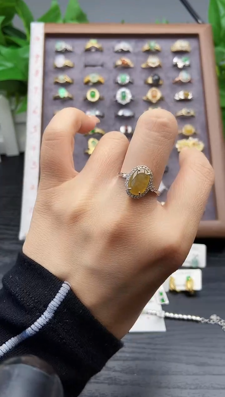 银S925镶嵌戒指翡翠12