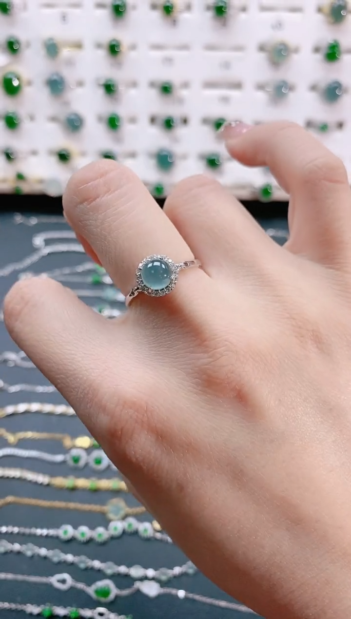 【闪购商品】翡翠戒指银S925镶嵌天然翡翠