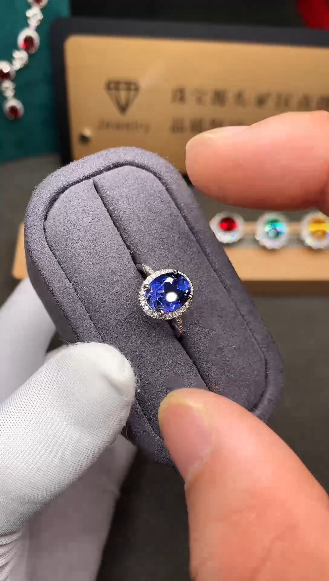 戒指蓝宝石银S925镶嵌矢车菊