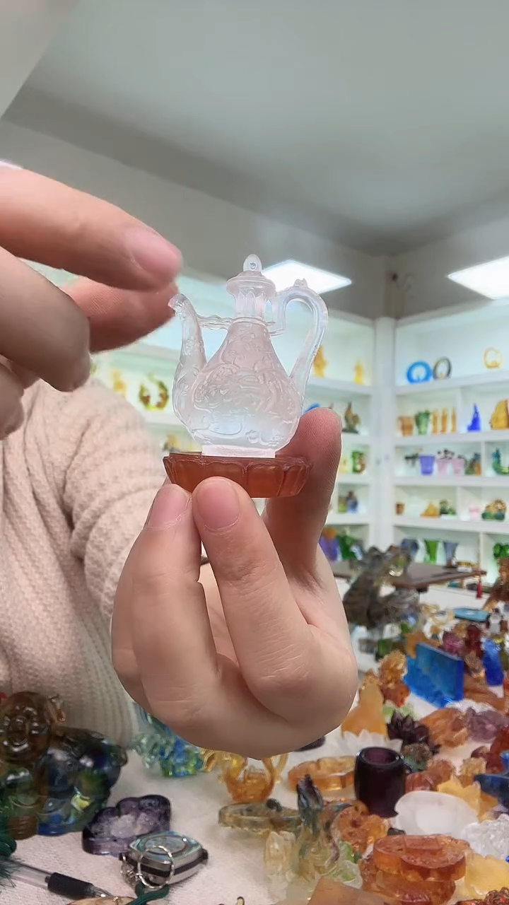 手工艺品琉璃指尖壶+座