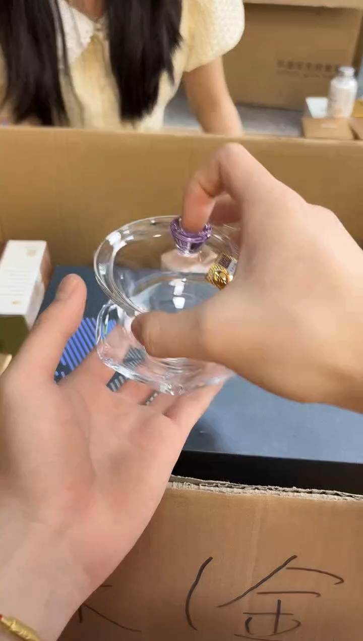 禾器-禅语盖碗-浅紫色  孤品