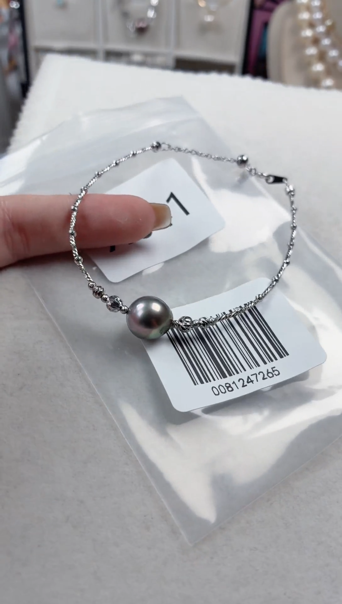 银S925镶嵌手链海水珍珠x641