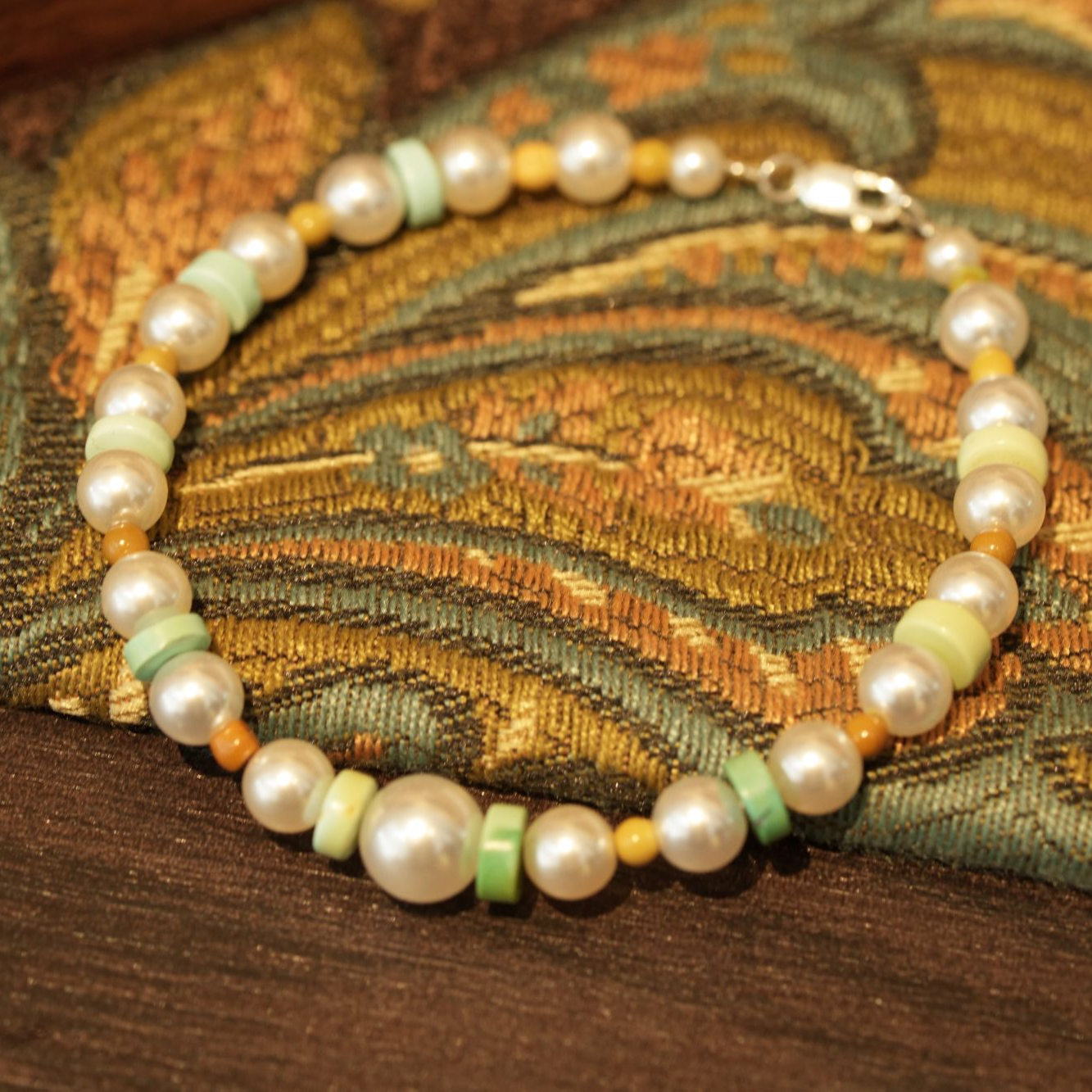 绿松石隔片S925银手链