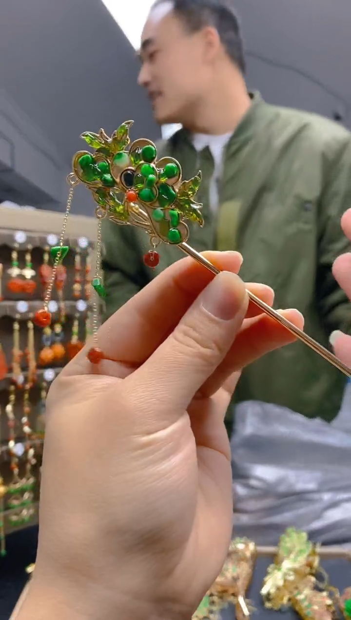 【闪购商品】翡翠耳饰合金0149翡翠发簪