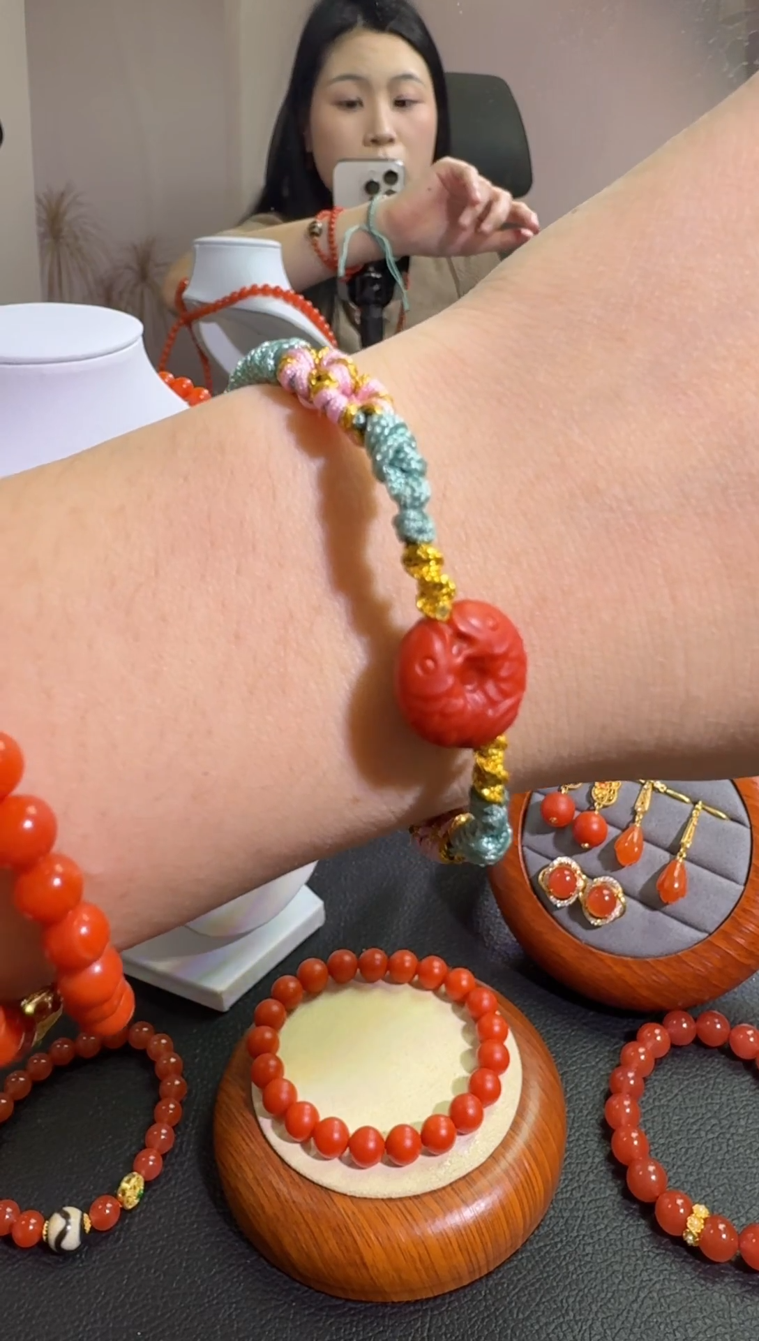 【闪购商品】南红玛瑙手牌未镶嵌保山南红双鱼手牌