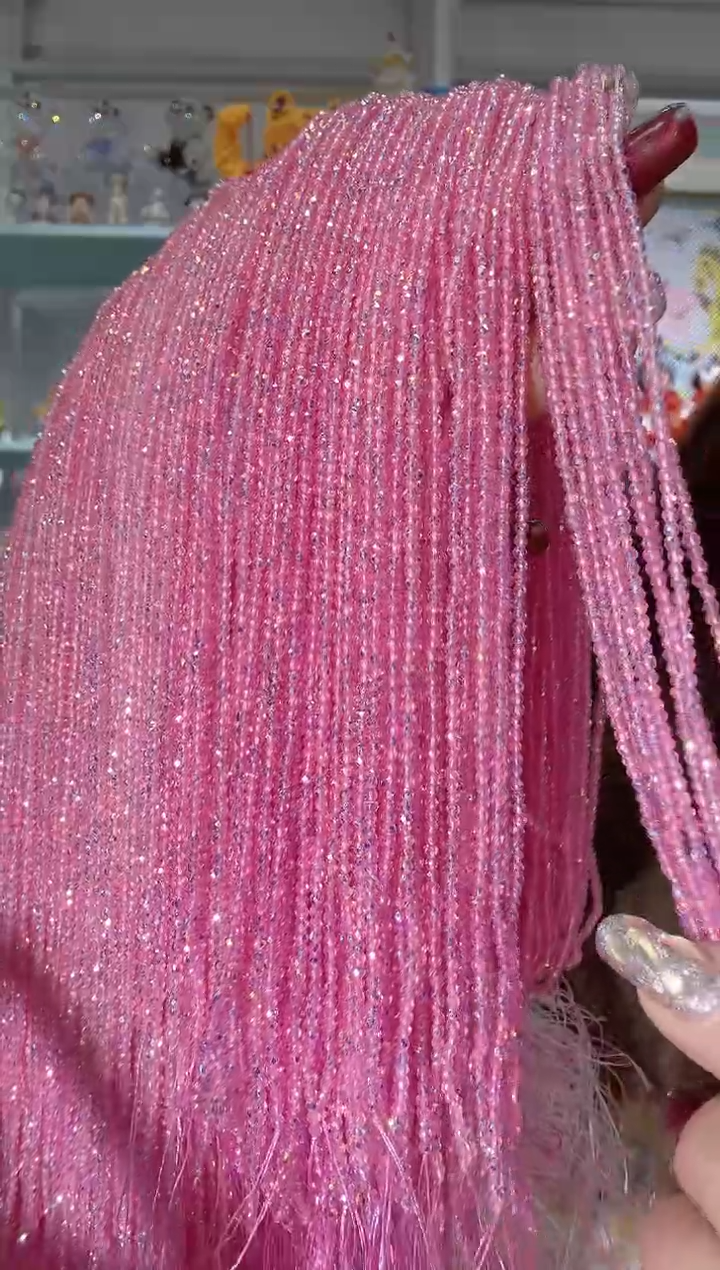 玻璃2985卡0.8水晶10条爆闪粉色