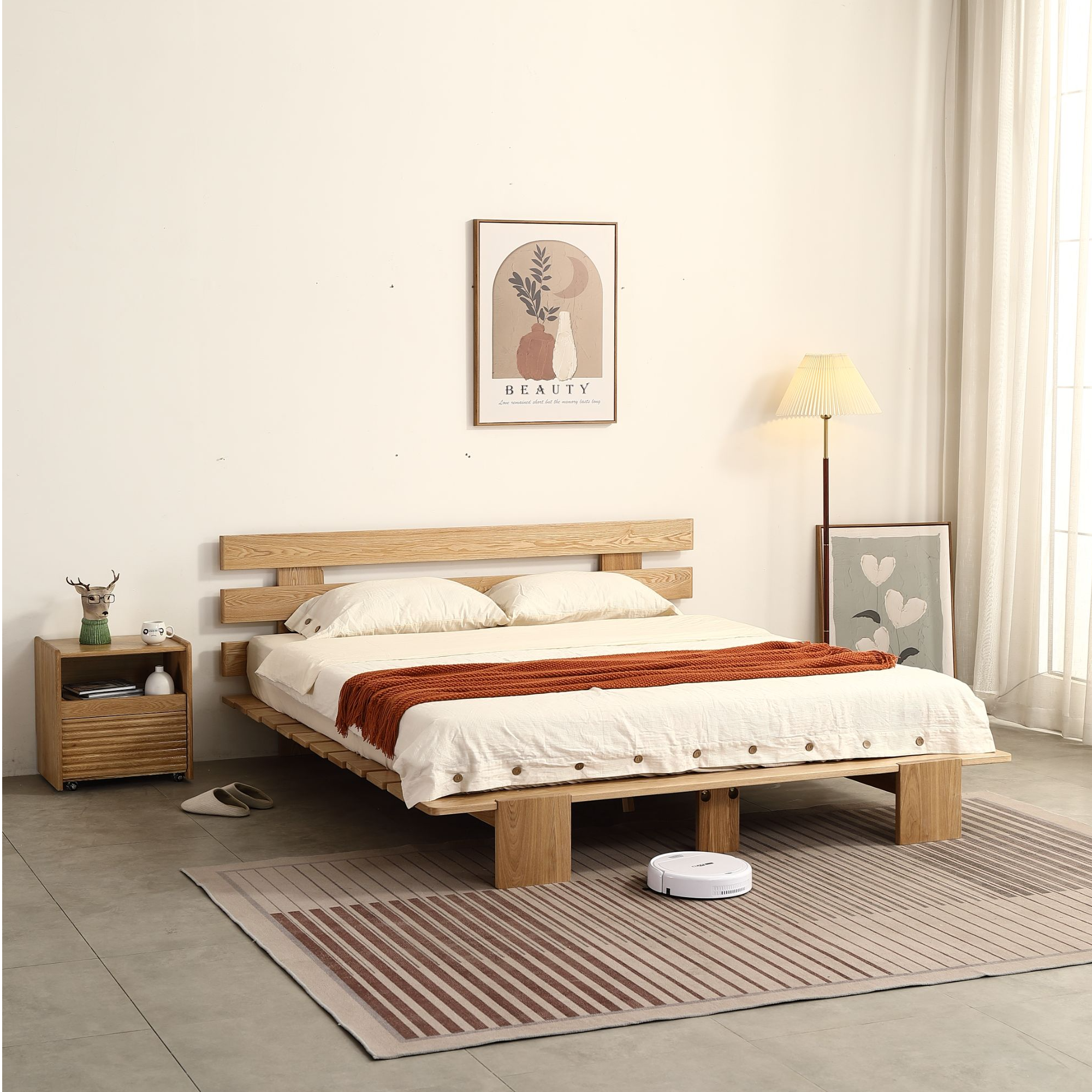 现代简约风西雅图床实木床硬板床