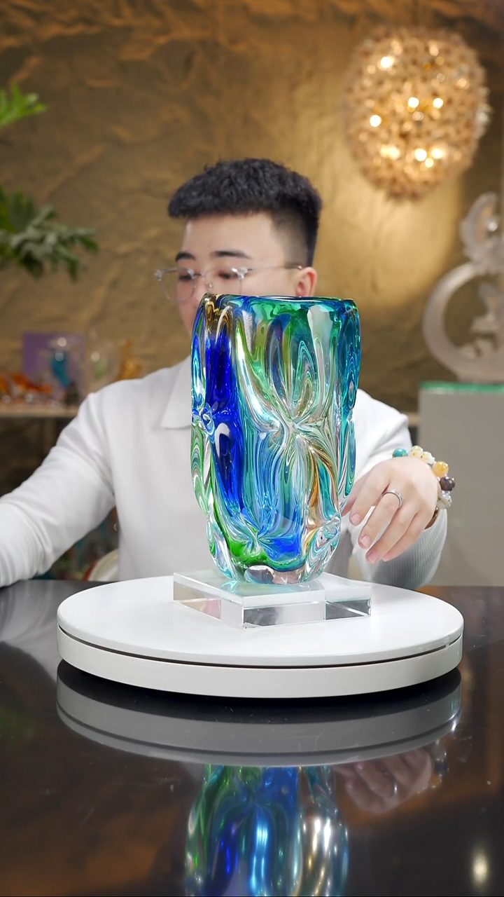 瓷片简琉璃三色糖果瓶