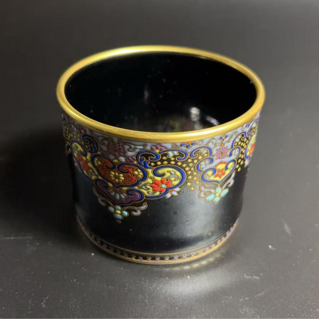 陶瓷/乌金釉错金银宝相金枝玉叶杯