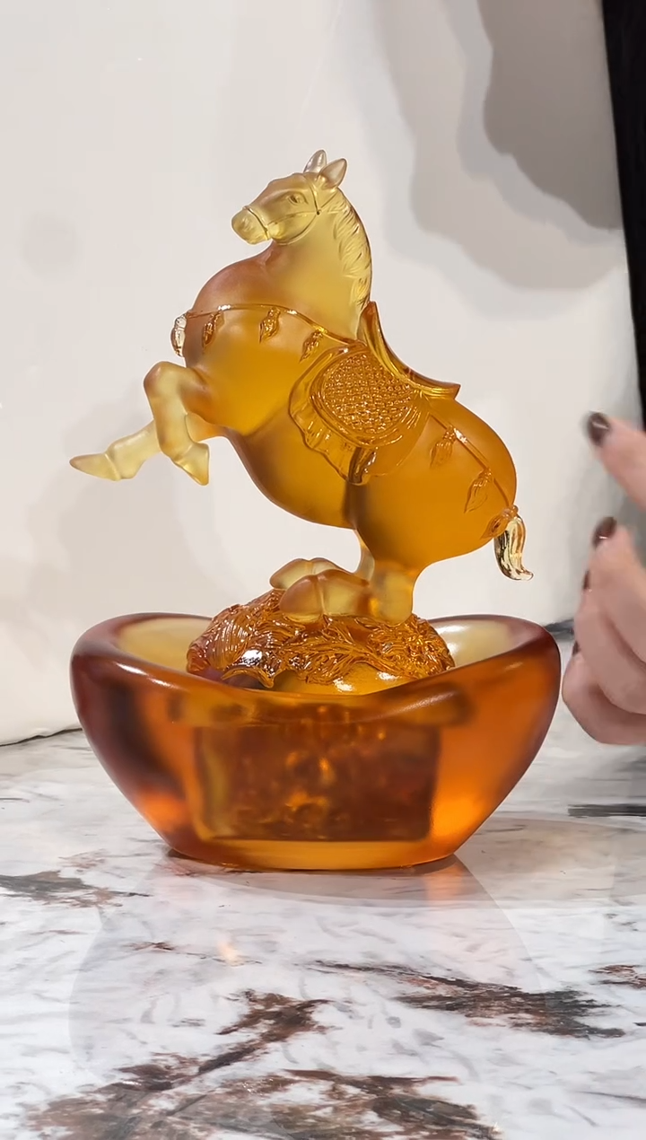 古法琉璃大马富贵摆件