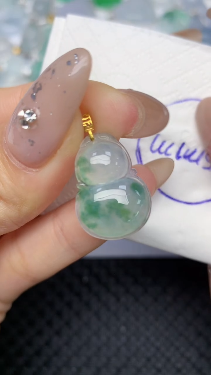 颈饰18K金镶嵌翡翠天然缅甸翡翠a货百元以上9元证书费自理