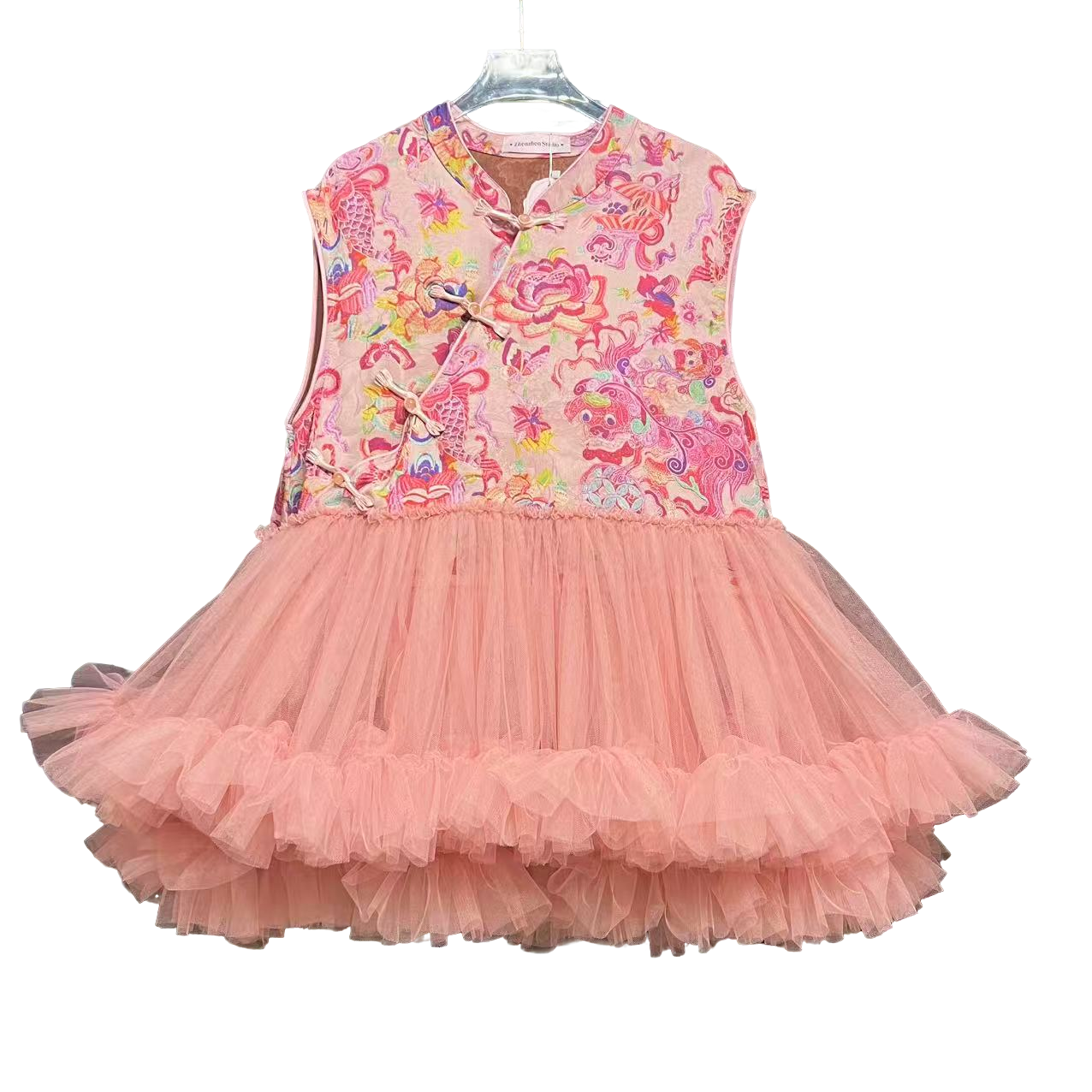 4901高贵气质显瘦连衣裙夏季新中式无袖蓬蓬裙