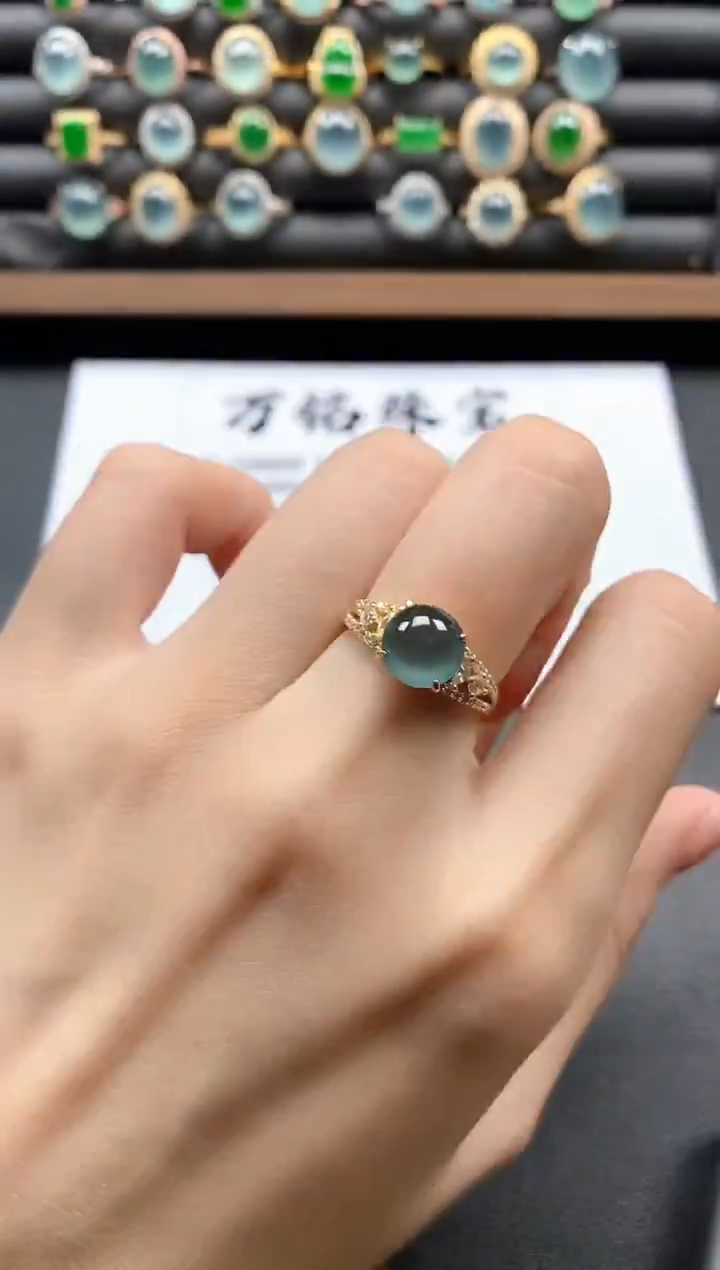 银S925镶嵌戒指翡翠5151-6