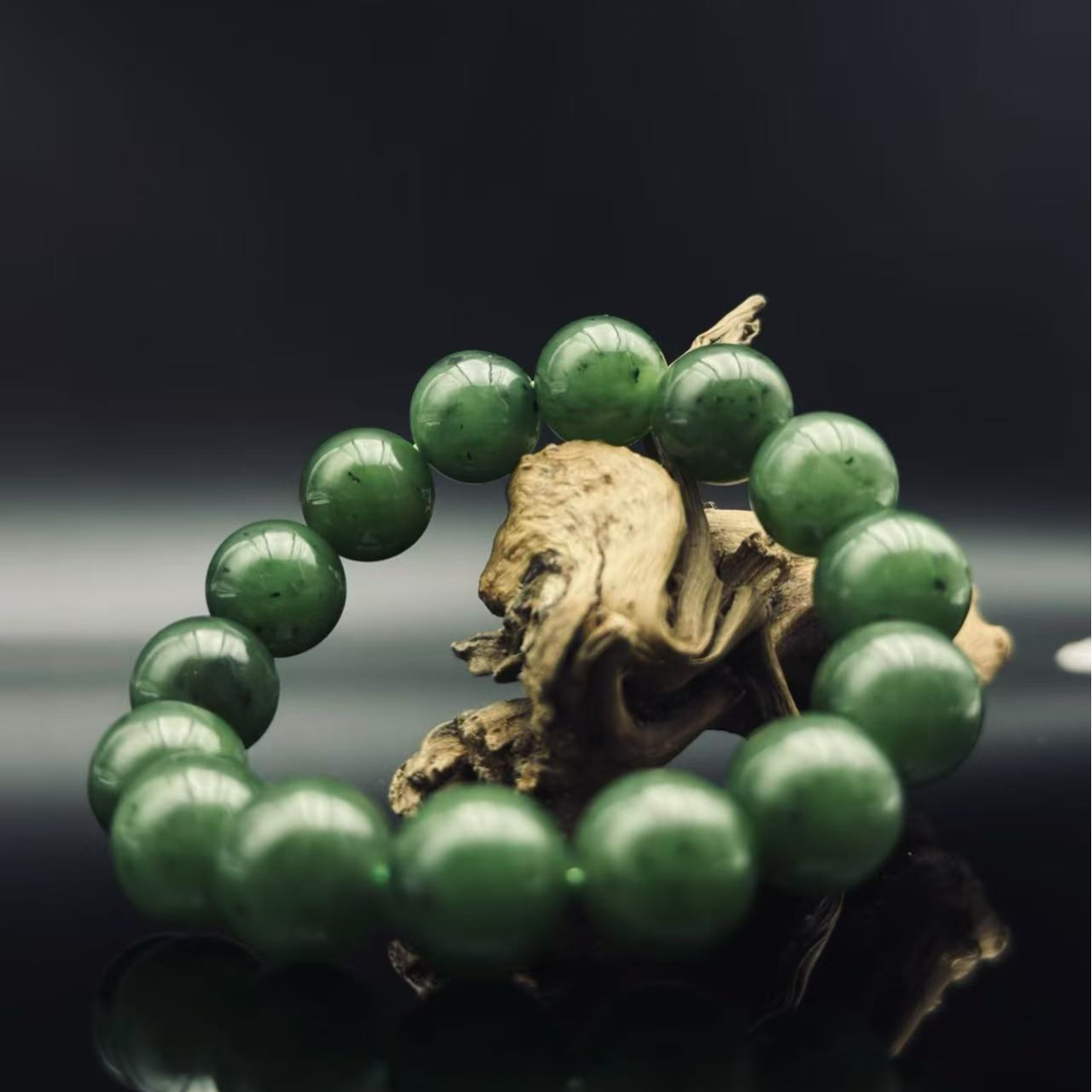 和田玉碧玉圆珠手串（卡12）2329