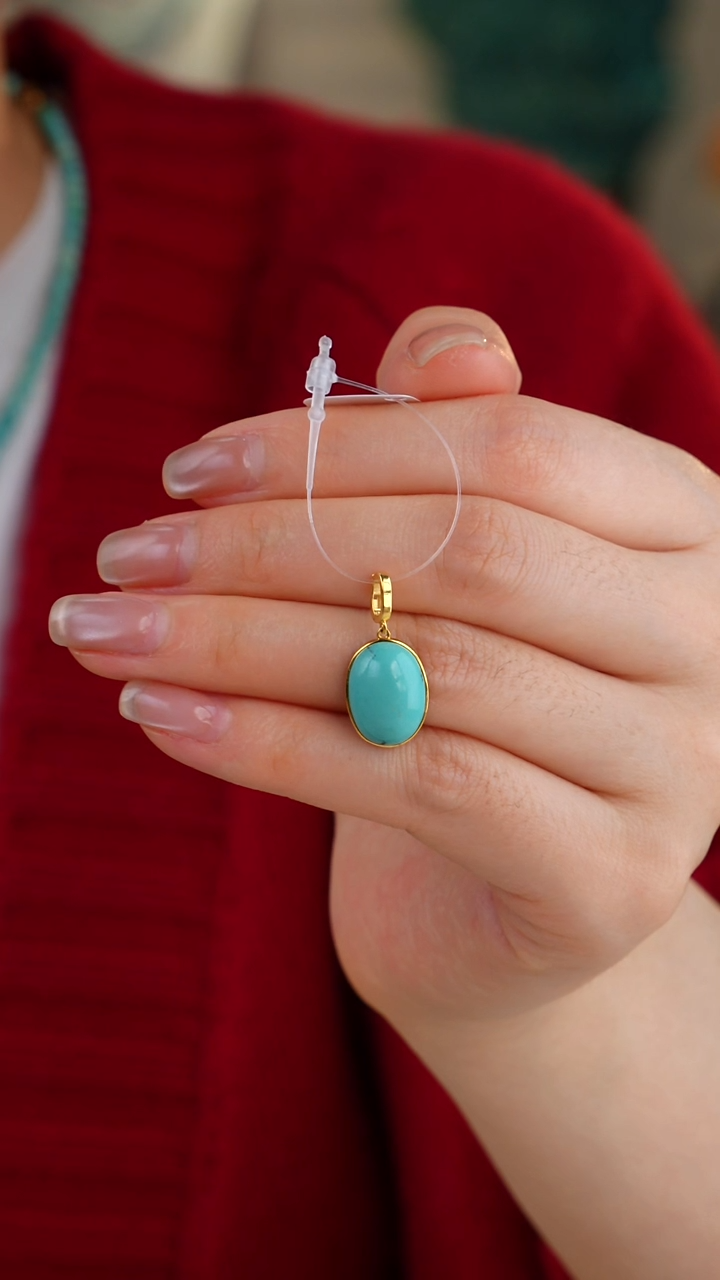 【闪购商品】绿松石吊坠(不含链)18K金镶嵌1