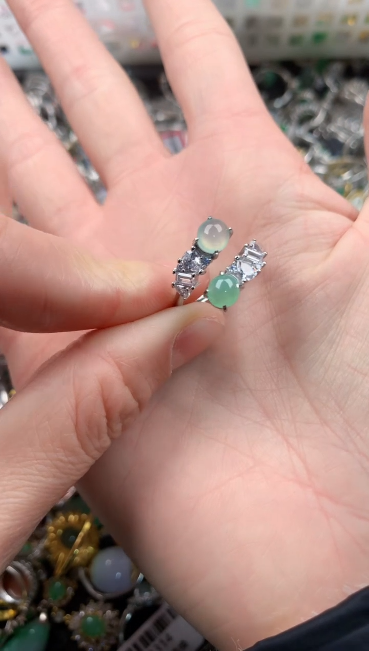 银S925镶嵌戒指翡翠333        3