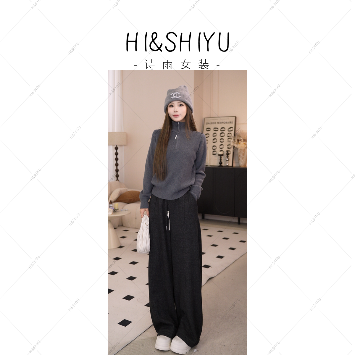 HISHIYU 2025冬装上新百搭加厚加绒直筒气质时尚休闲裤TPA9088