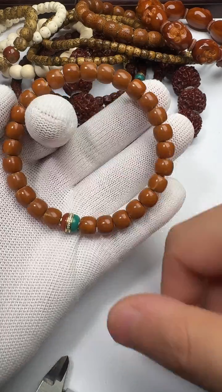 桃核手串核尖手串     