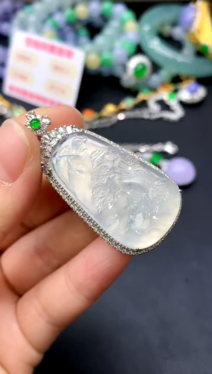 颈饰18K金镶嵌翡翠391-中国好珍宝