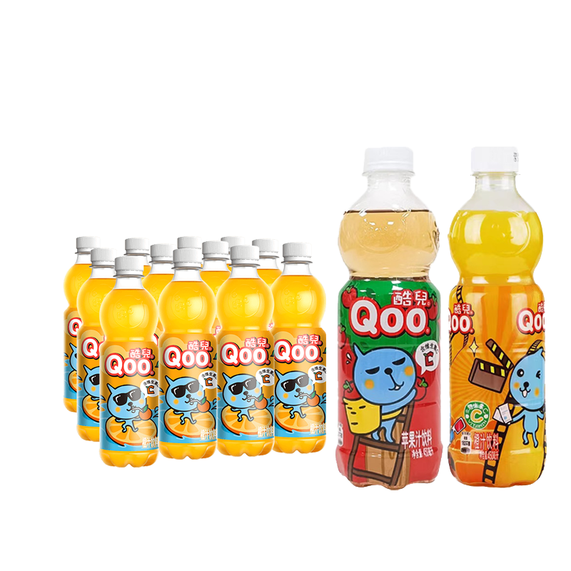 可口可乐 美汁源酷儿Qoo 橙汁/苹果汁 果味果汁饮料 450ML×12瓶