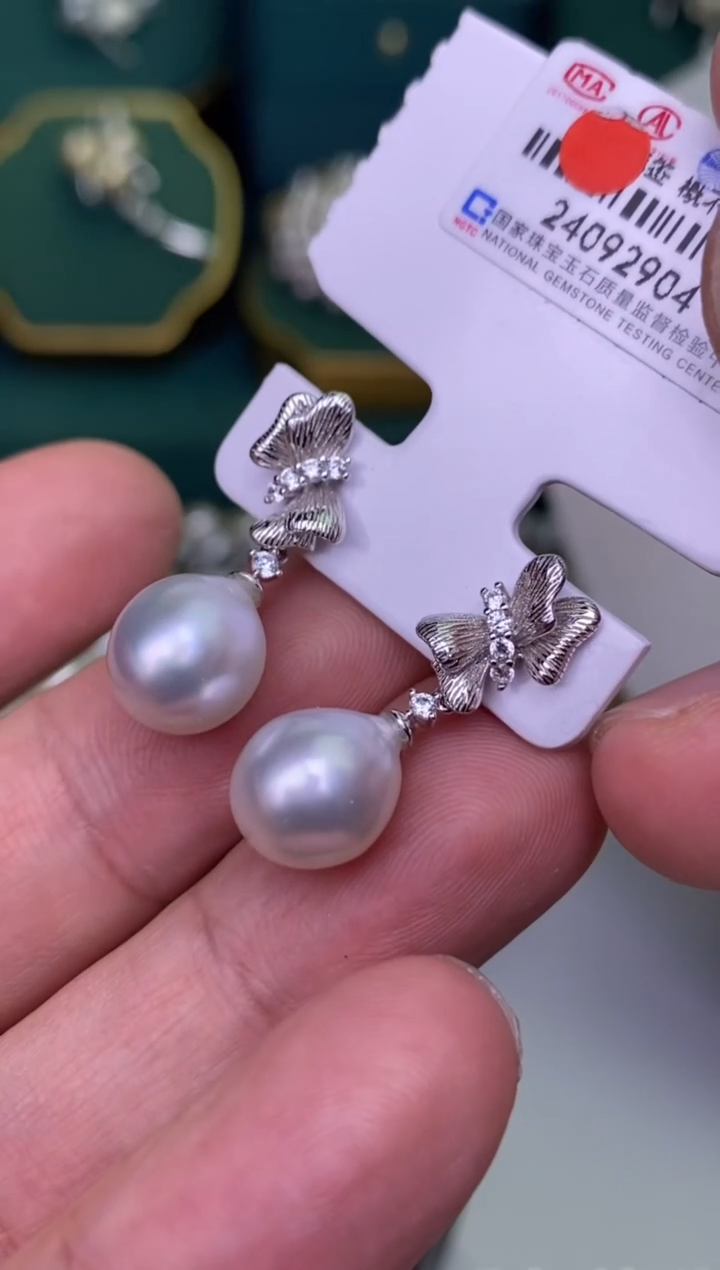 【闪购商品】海水珍珠耳饰银S925镶嵌1