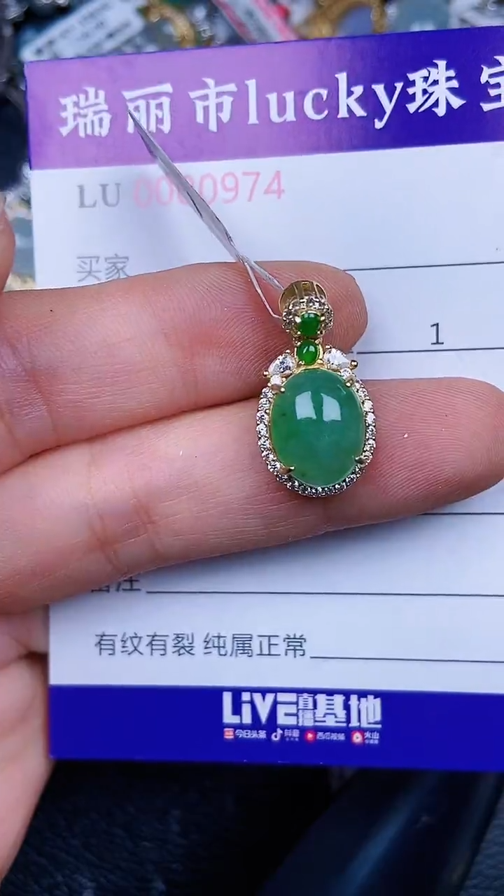 颈饰银S925镶嵌翡翠0974