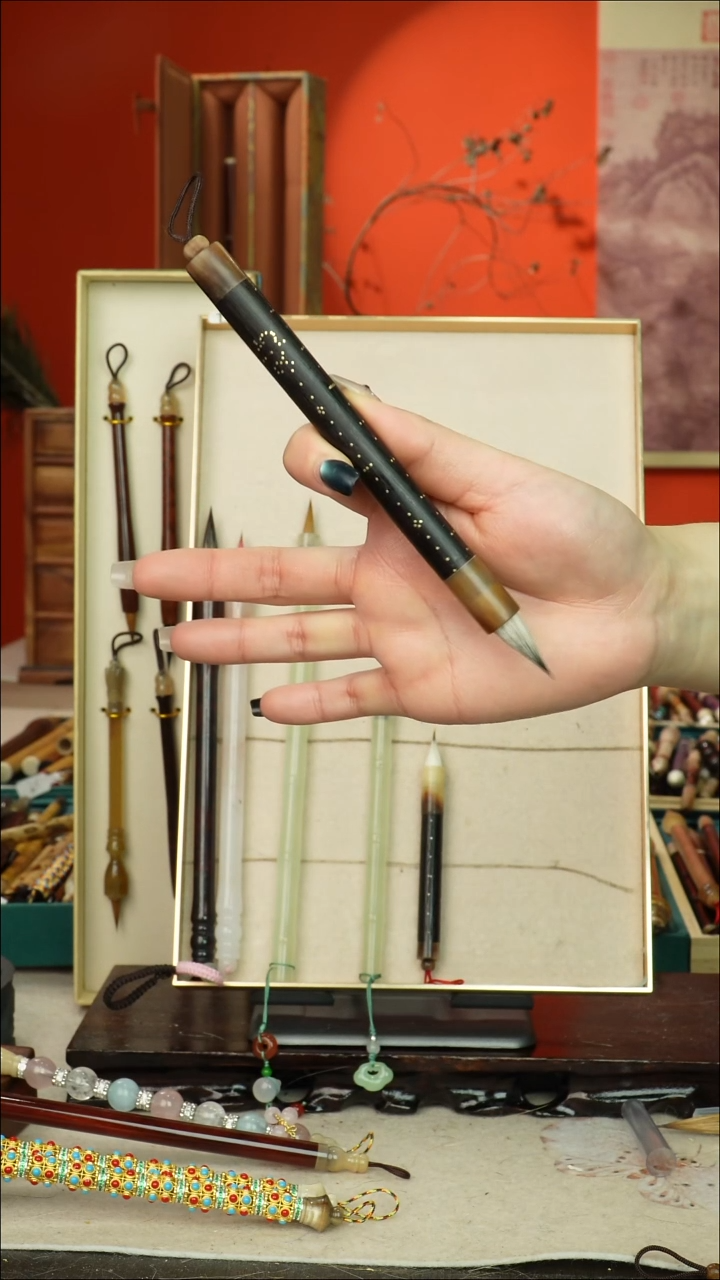 161号闪孤品高货毛笔链接 清水试笔 蘸墨不退