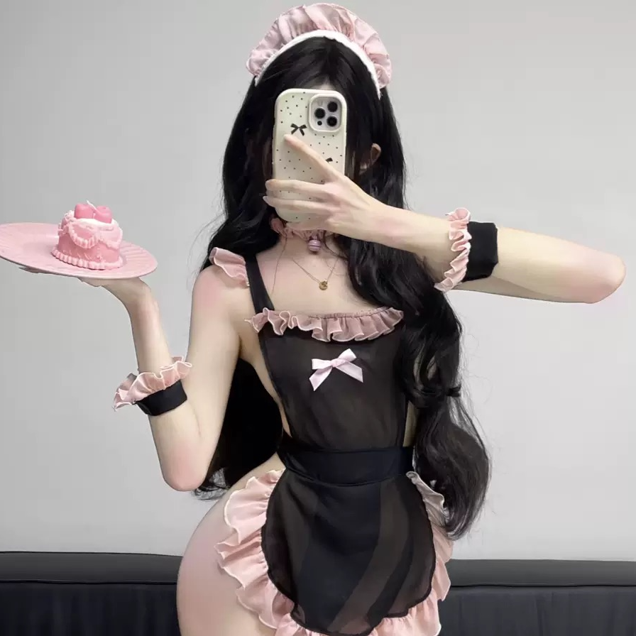 【翩丝】睡袍夏季四季均码黑色连体衣睡衣/睡裙女洛丽塔日系纯欲风