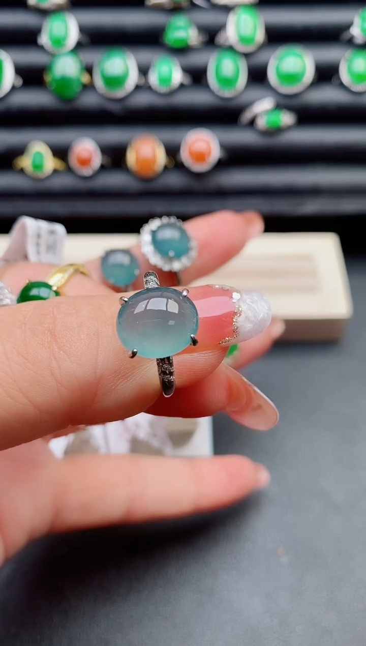 【闪购商品】翡翠戒指银S925镶嵌08600