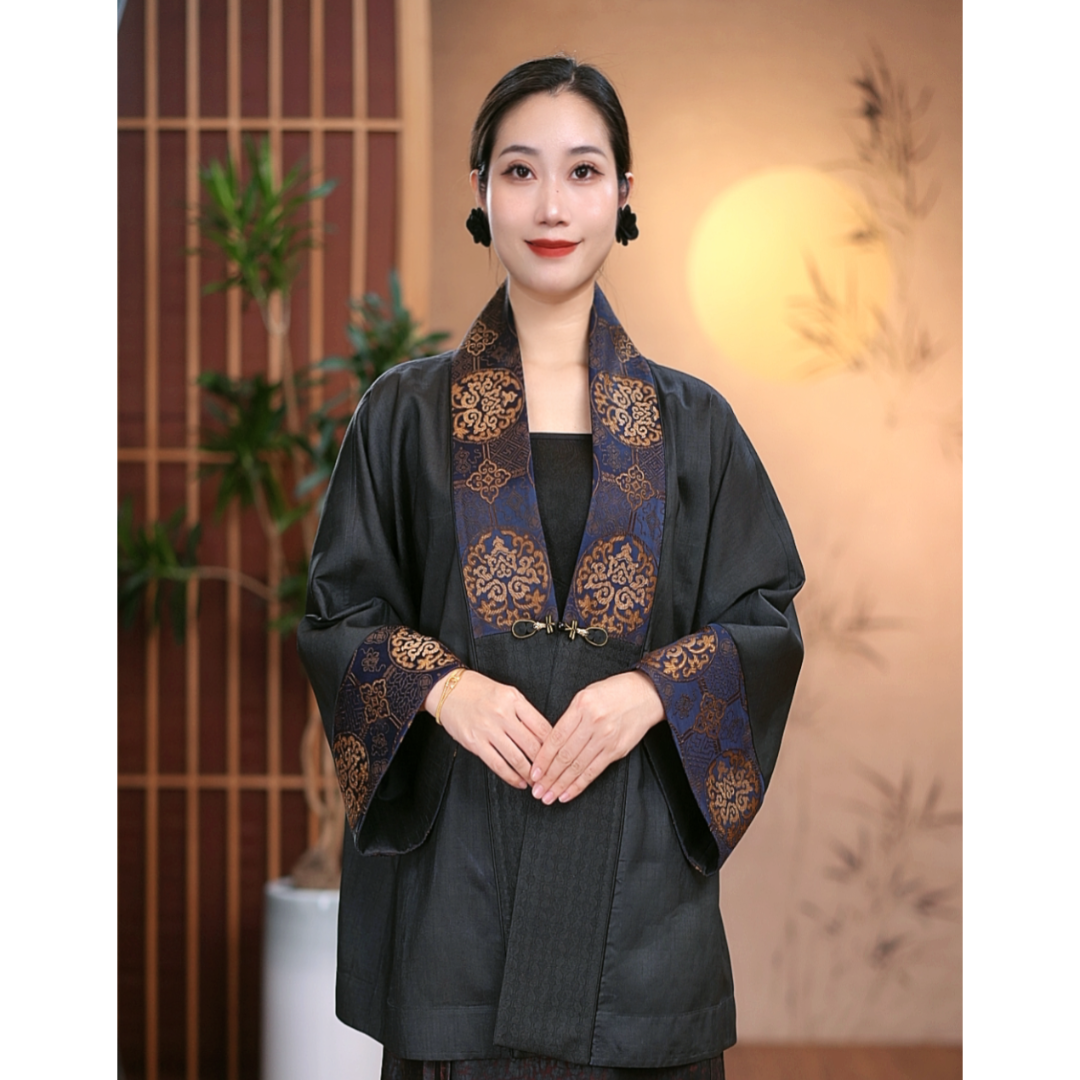 【二十四慢】柞蚕丝老料香云纱双宫绸女士时尚外套