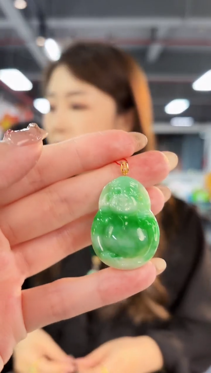 【闪购商品】翡翠颈饰18K金镶嵌缅料A货/支持复检/一件