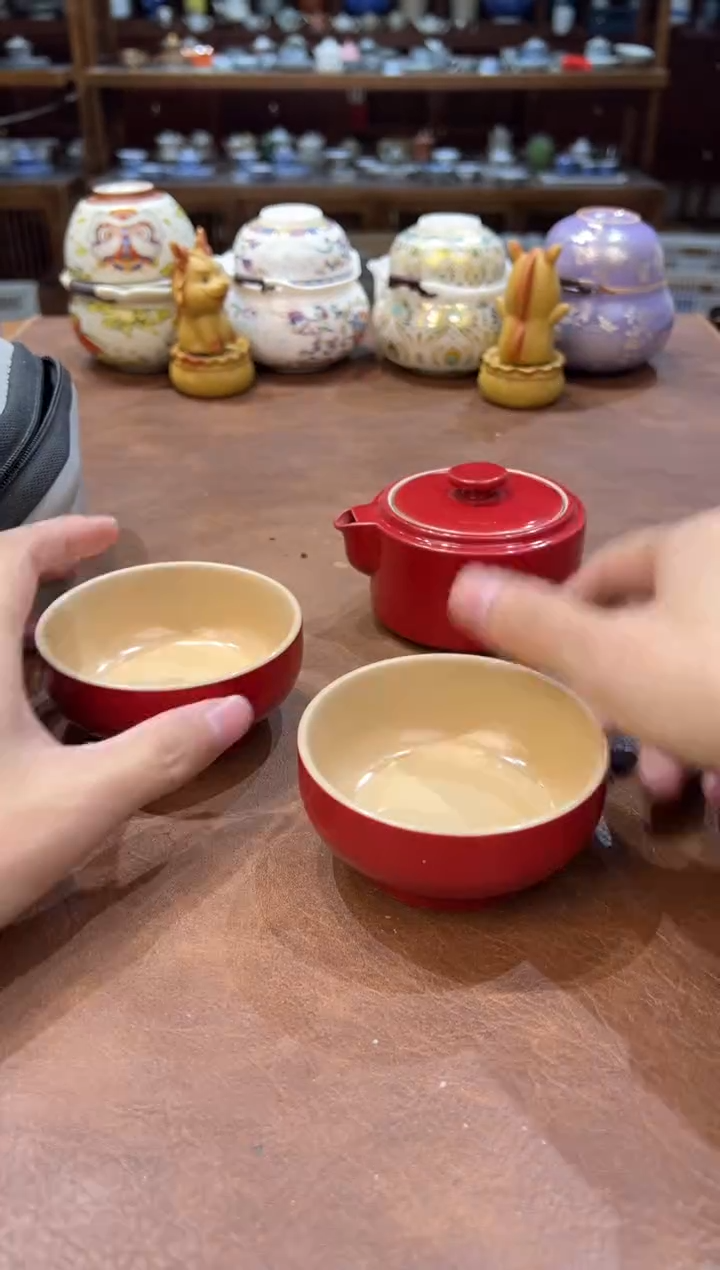 真的很便宜超好看会开片的旅行茶具