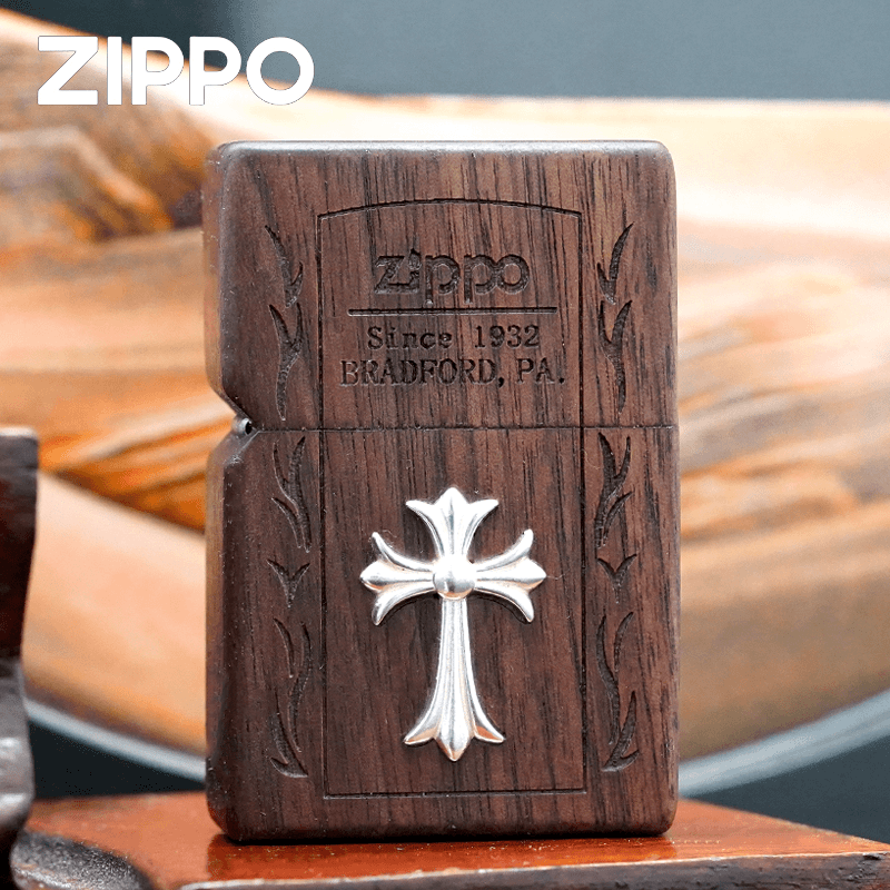 ZIPPO打火机/1941北美黑胡桃木贴章克罗心DY9913TM【阿明1】