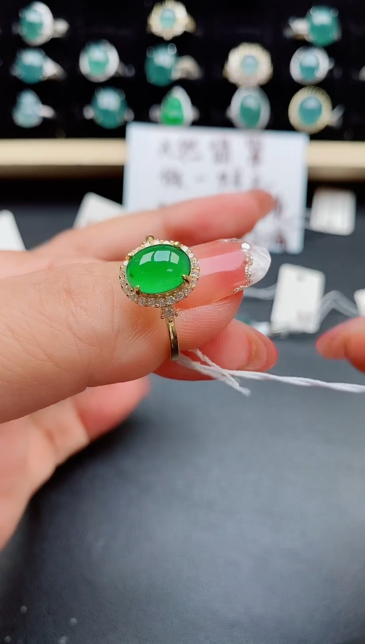 【闪购商品】翡翠戒指银S925镶嵌508080