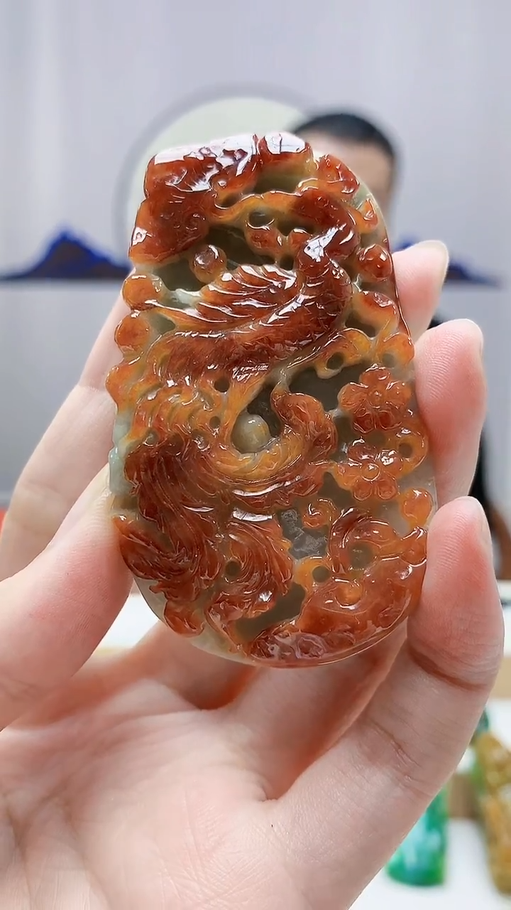 未镶嵌定制翡翠4898zm-毛货挂件凤凰145