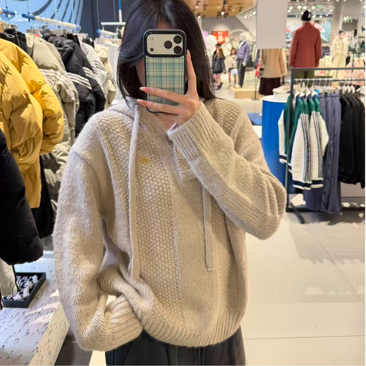 adidas/三叶草秋冬新款加厚针织连帽套头衫KS5968