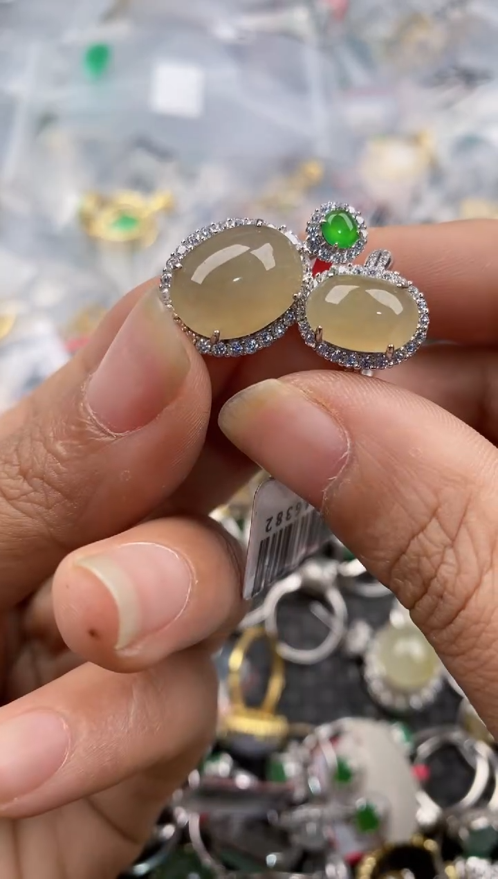 银S925镶嵌戒指翡翠333----7