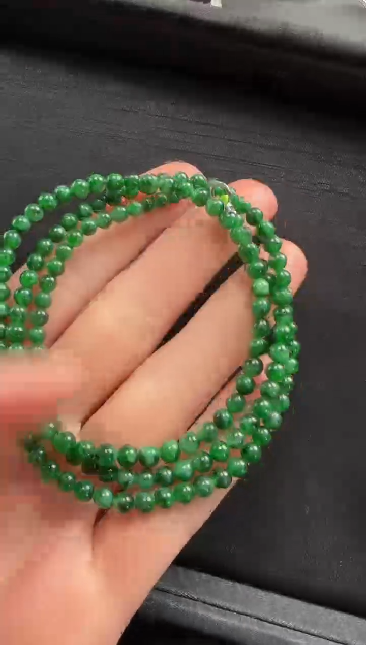 【闪购商品】翡翠颈饰18K金镶嵌107玉珠一条