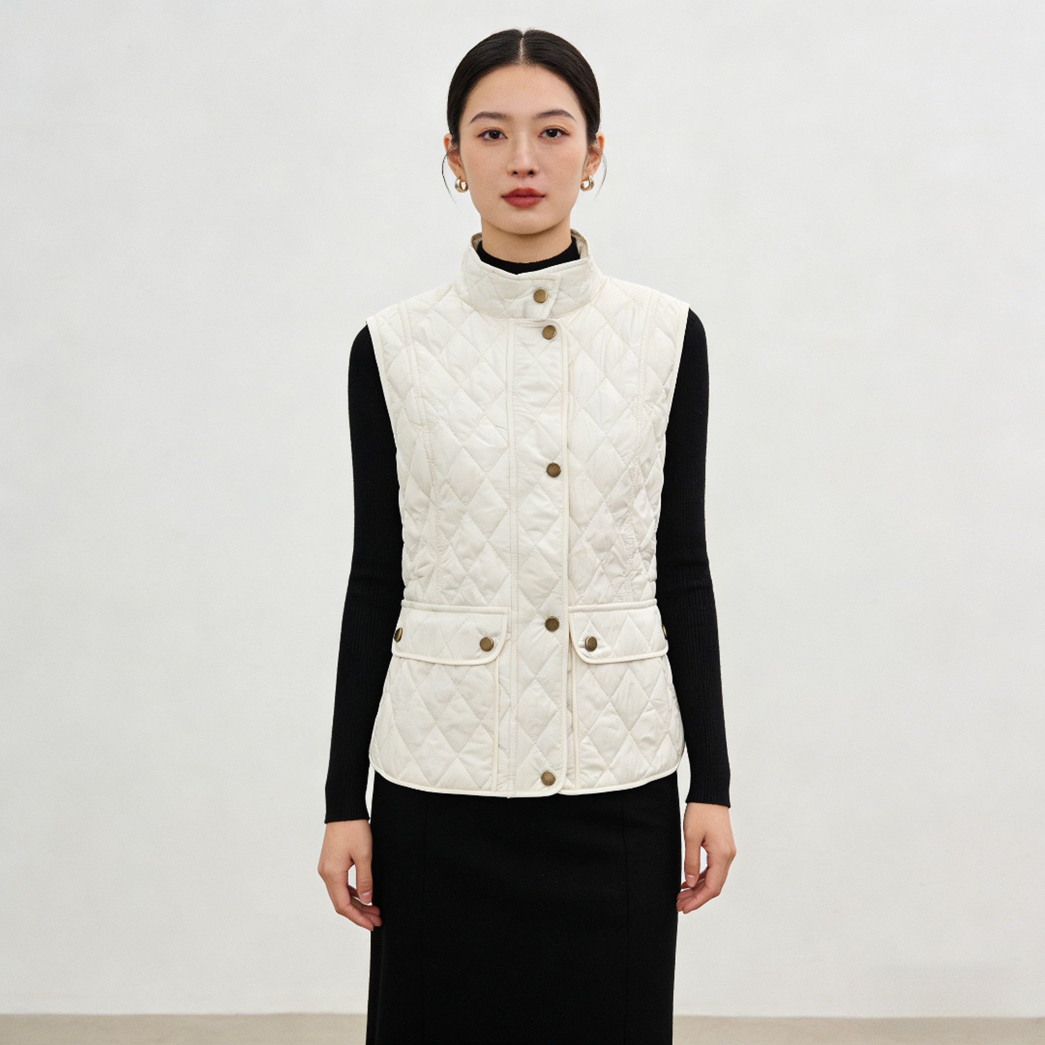 《女精英马甲》百搭女款冬季时髦菱格马甲韩版复古时尚英伦风02702